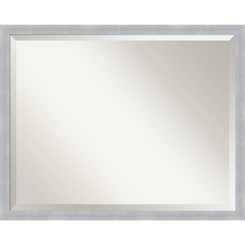 30" x 24" Grace Brushed Framed Bathroom Vanity Wall Mirror Nickel - Amanti Art: Modern Rectangle, No Assembly Required