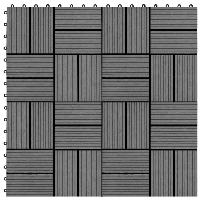 VidaXL 11 Pieces Decking Tiles WPC 11.8" x 11.8" 1 Sqm