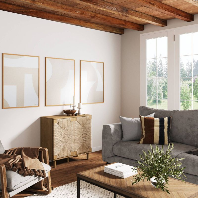 Beacon Wood and Seagrass 2 Door Storage Cabinet Brushed Light Brown/Seagrass - Nathan James: UPC 842196004017, Adjustable Interior Shelf