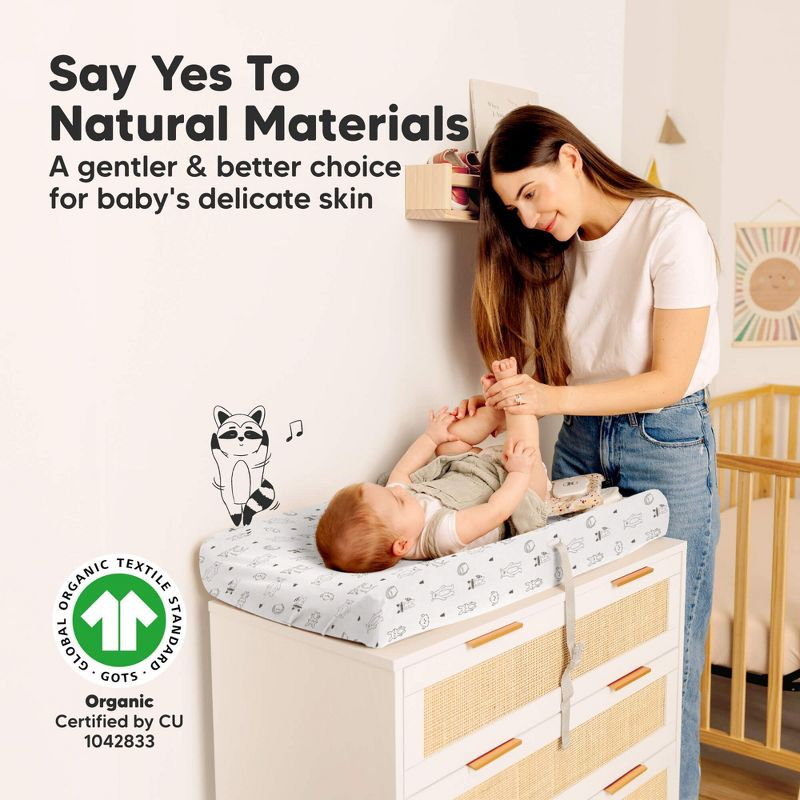 KeaBabies 2pk Soothe Changing Pad Covers for Girl, Boy, Organic Soft Cotton Contoured Diaper Changing Table Pad Covers (Woodland)