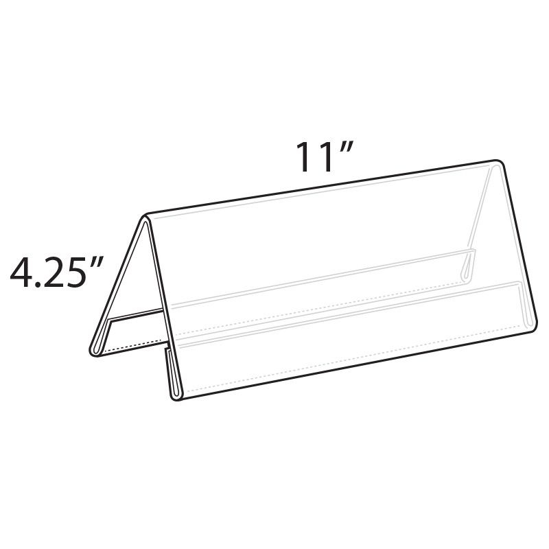 Azar Displays Two Sided Tent Style Clear Acrylic Sign Holder and Nameplate, Size: 11" W x 4.25" H on each side, 10-Pack