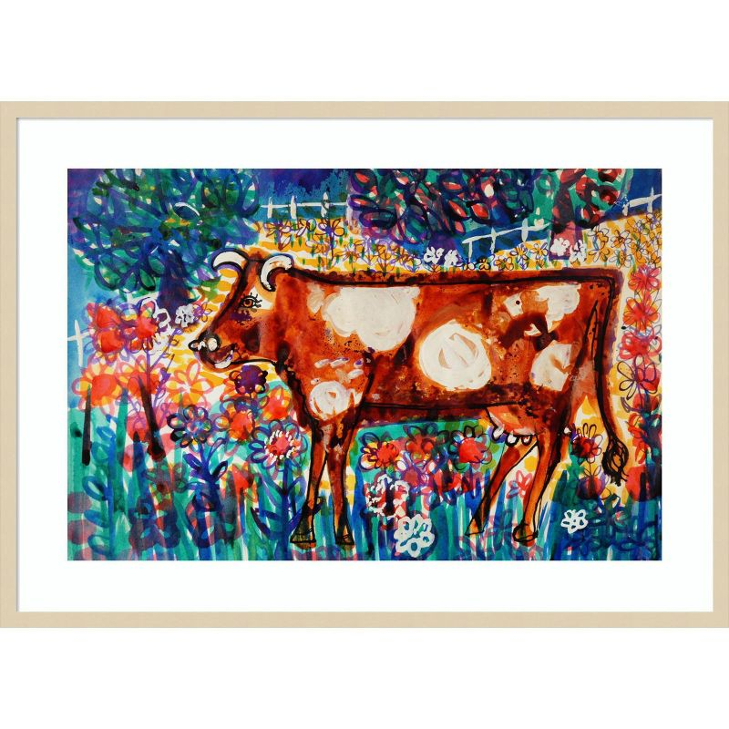 41" x 30" Cow by Brenda Brin Booker Wood Framed Wall Art Print - Amanti Art: Giclee, Botanical Scene
