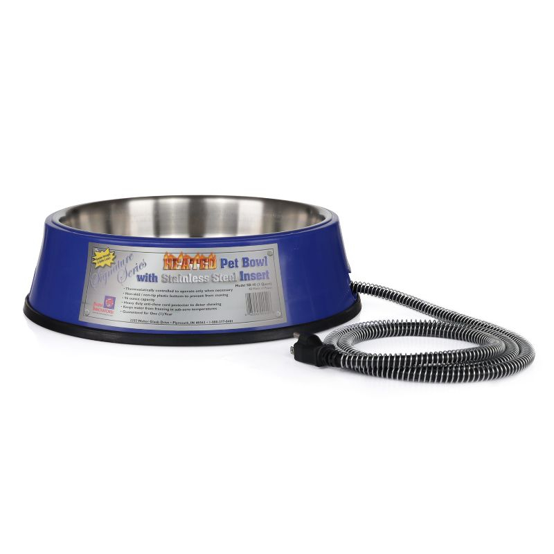 Farm Innovators SB-40 Signature Series 3 Quart Electric Heated Pet Water Bowl with Stainless Steel Insert, Thermostatic Control, 40 Watt