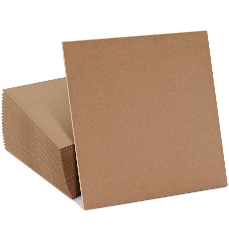 Bright Creations 20 Pack 12x12 MDF Boards, 1/4 Thick Wood Panels for DIY Arts and Crafts, Painting, Engraving