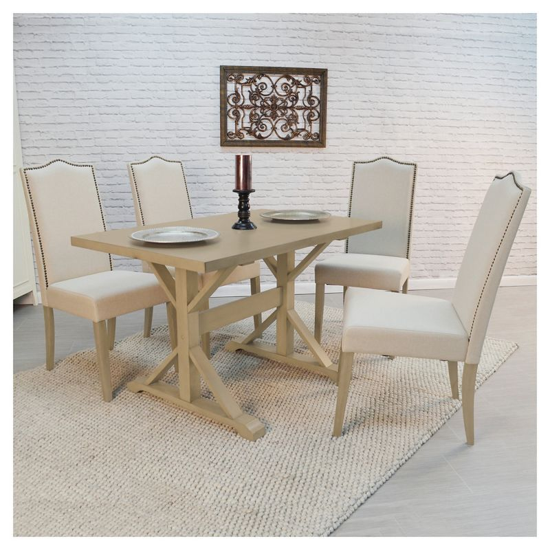 Carolina Living 48" Florence Trestle Dining Table Weathered Gray: Mid-Century Modern, MDF & Wood Veneer, Seats 4