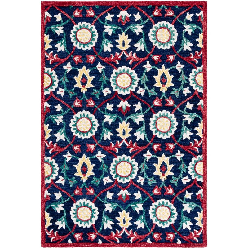Blossom BLM564 Hand Tufted Area Rug - Navy/Red - 8'x10' - Safavieh.