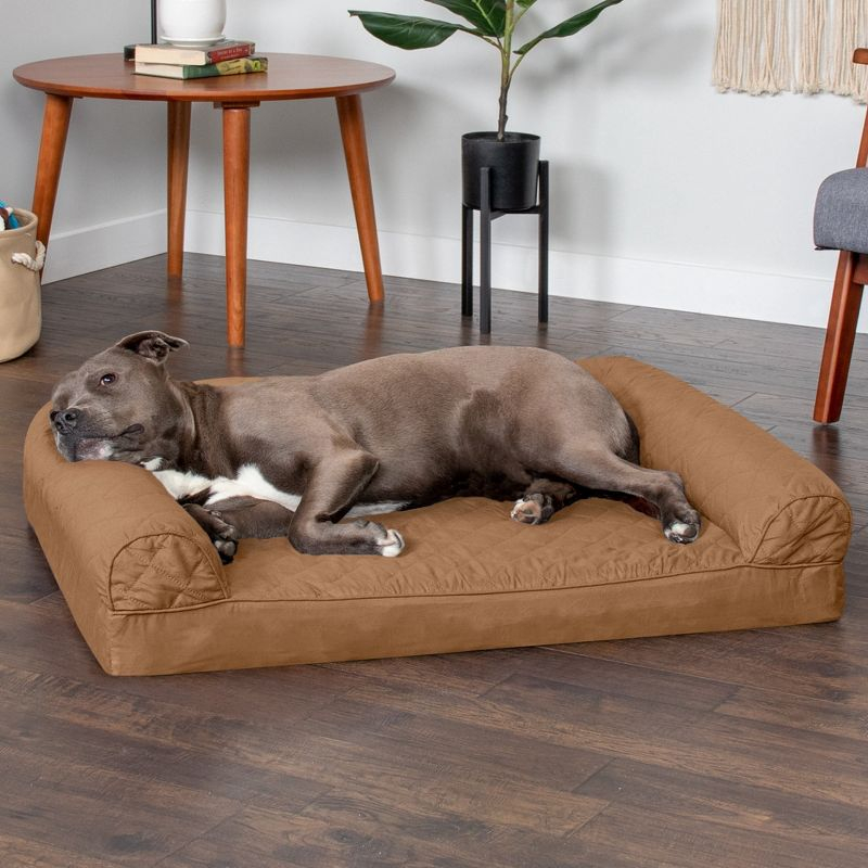 FurHaven Quilted Orthopedic Sofa Dog Bed - Large, Warm Brown