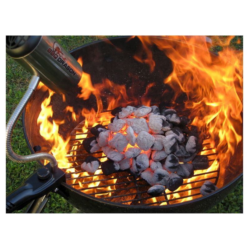 BBQ Dragon Grill Fan - Black: Stainless Steel Construction, No Assembly, Portable Charcoal Air Blower