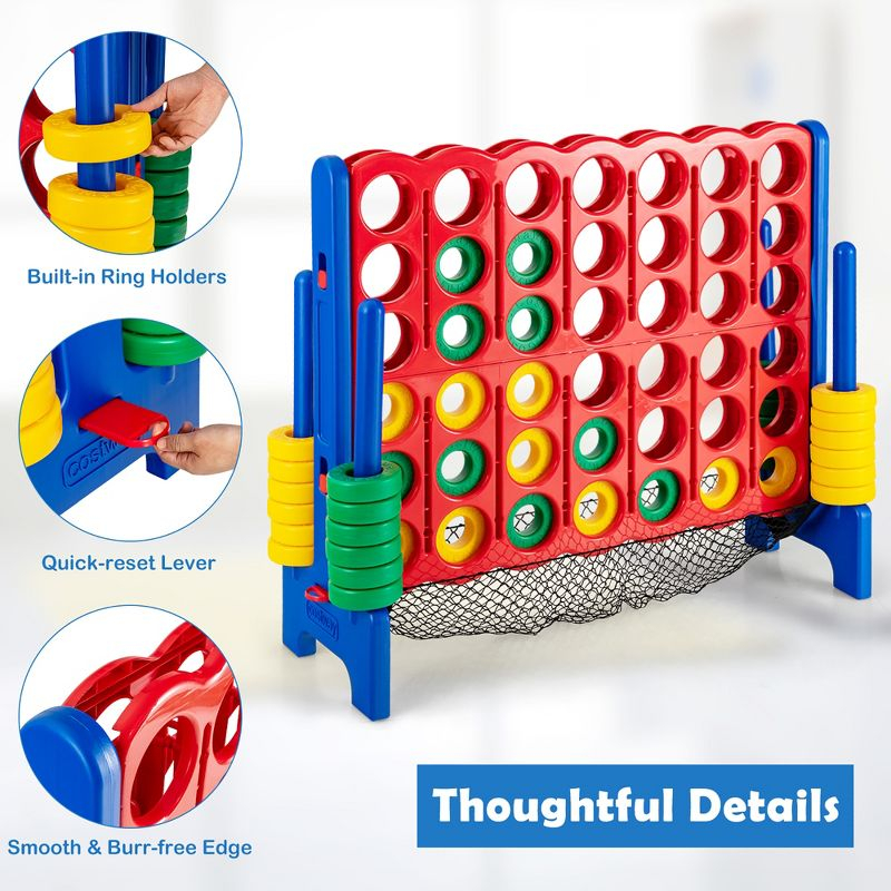 Costway 4-to-Score Giant Game Set 4-in-a-Row Connect Game W/Net Storage for Kids & Adult