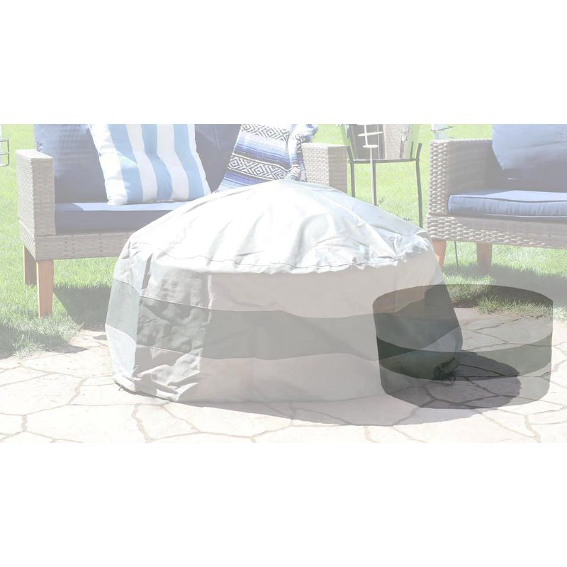 Sunnydaze Outdoor Heavy-Duty Weather-Resistant 300D Polyester Round Fire Pit Cover - 80" x 25" - Black and Gray