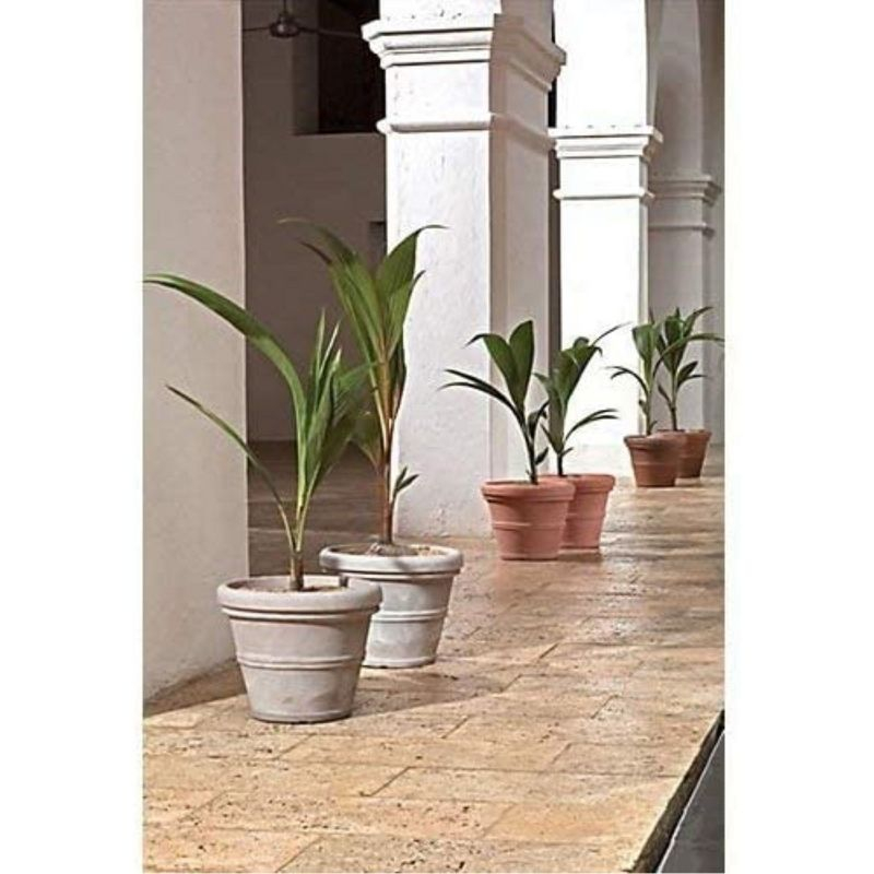 Crescent Garden Brunello Classic Rolled-Rim Plant Pot, Weathered Concrete, 12in