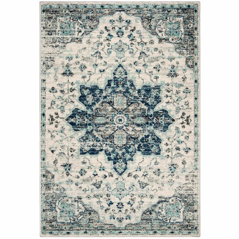Madison 900 MAD921 Power Loomed Indoor Area Rug - Ivory/Navy - 5'3"x7'6" - Safavieh