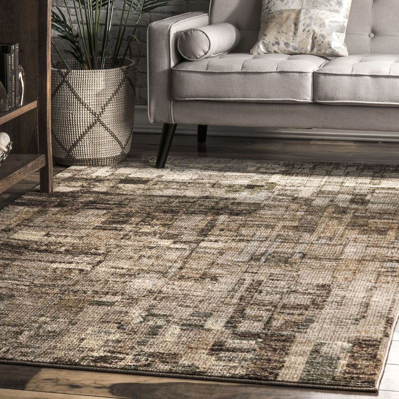 Nuloom Lilly Abstract 5x8 Indoor Area Rug for Living Room Bedroom Dining Room Kitchen, Brown/Ivory