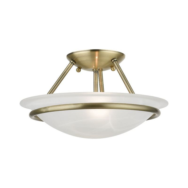 Livex Lighting Newburgh 2 - Light Semi-Flush Mount in  Antique Brass