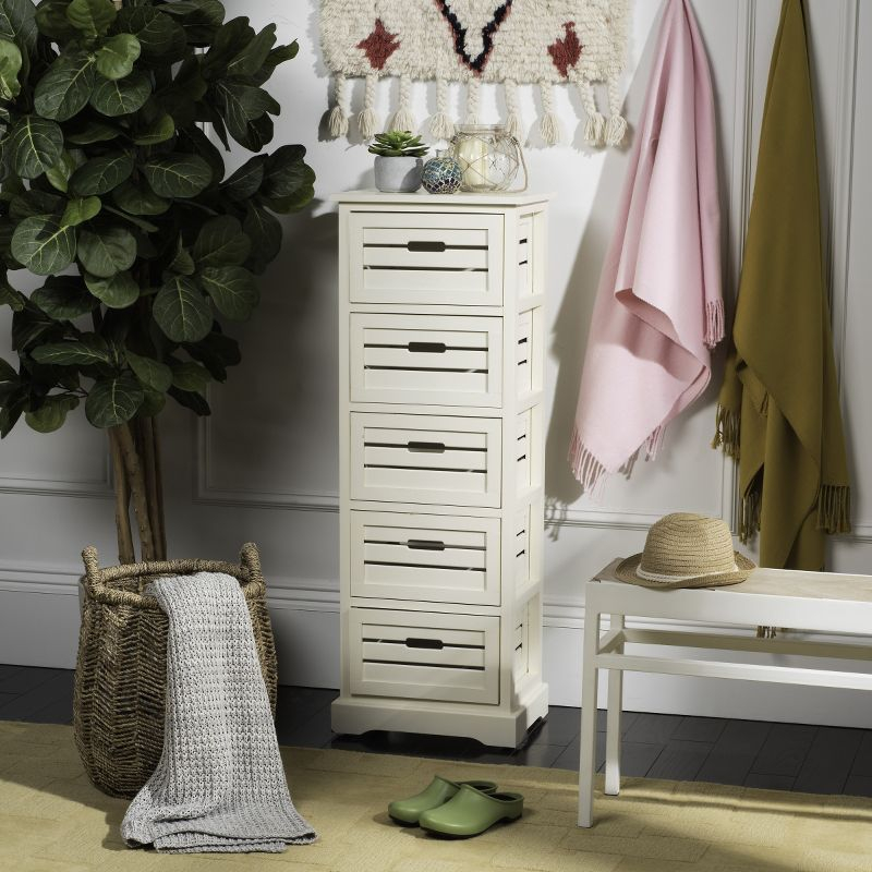 Samara 5 Drawer Cabinet - AMH5714 - Distressed Cream - Safavieh Couture