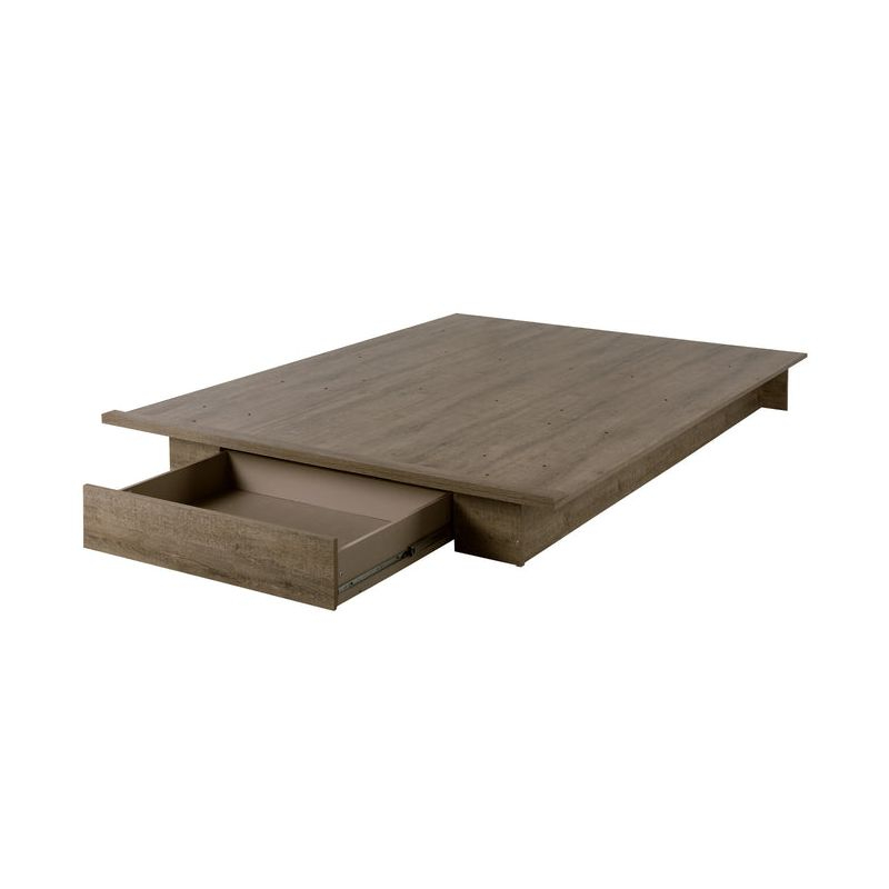 HomeStock Platform Bed with Drawer Weathered Oak Holland