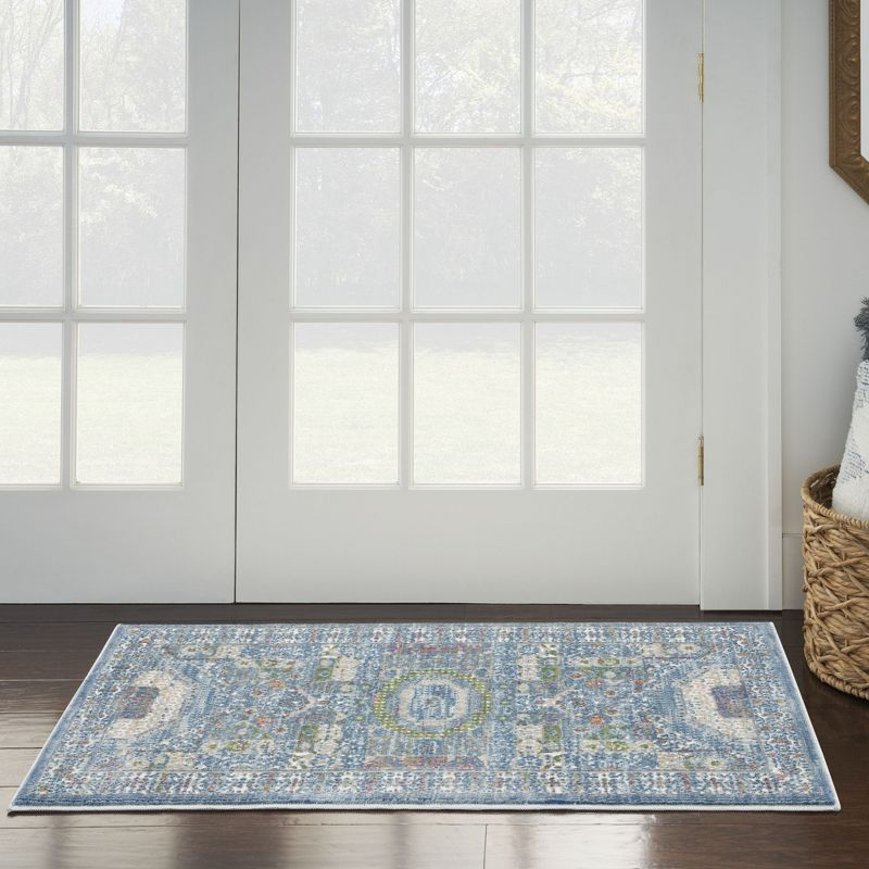 Nourison Global Vintage GLB17 Indoor only Area Rug - Ivory Light Blue 2' x 4'