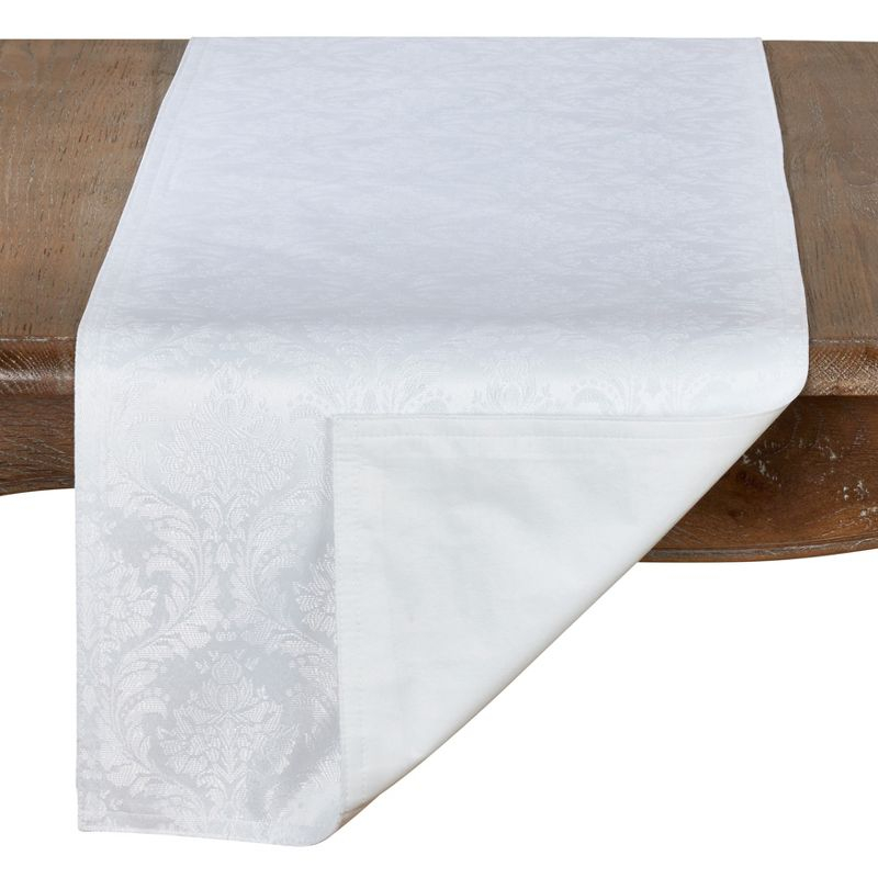 Saro Lifestyle Damask Runner, White, 16" x 72"