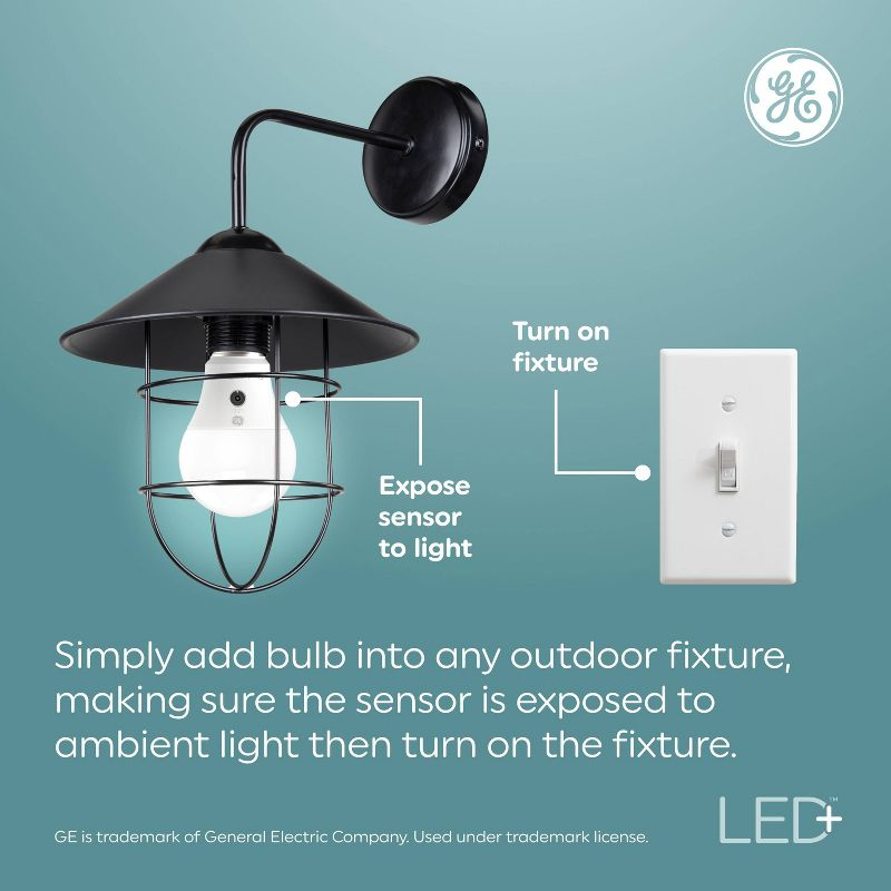 GE LED+ Dusk to Dawn A19 LED Light Bulb Daylight: 800 Lumens, 60W Equivalent, Energy Star Certified, E26 Base, 5000K