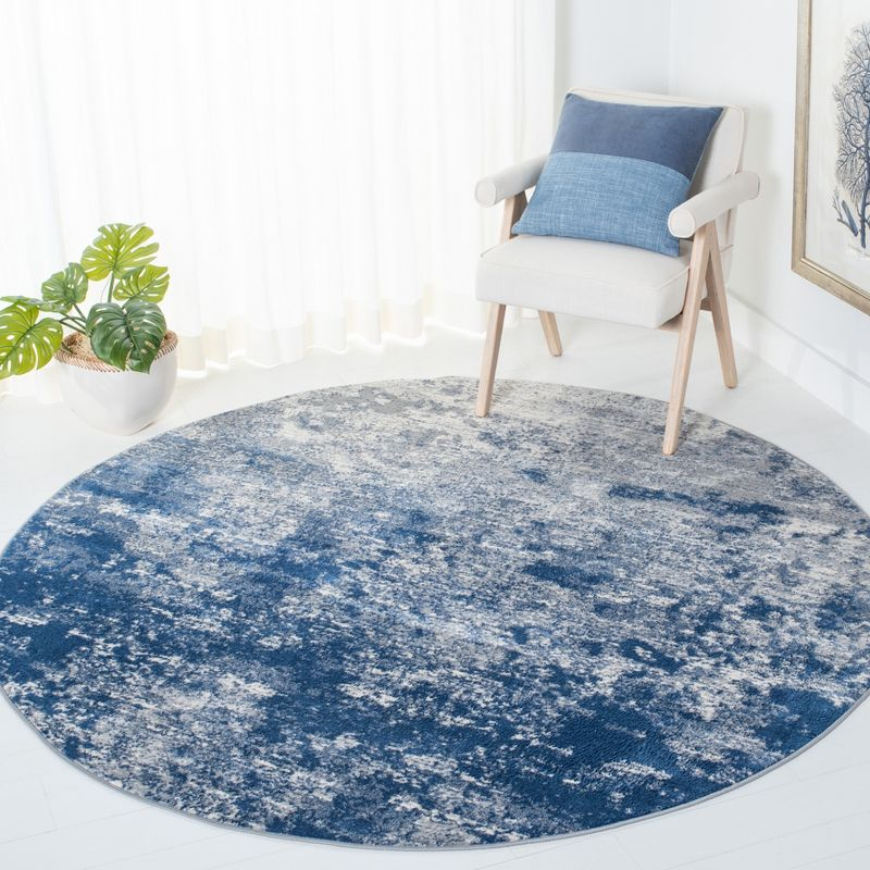 Brentwood BNT822 Power Loomed Area Rug - Grey/Navy - 8' round - Safavieh.