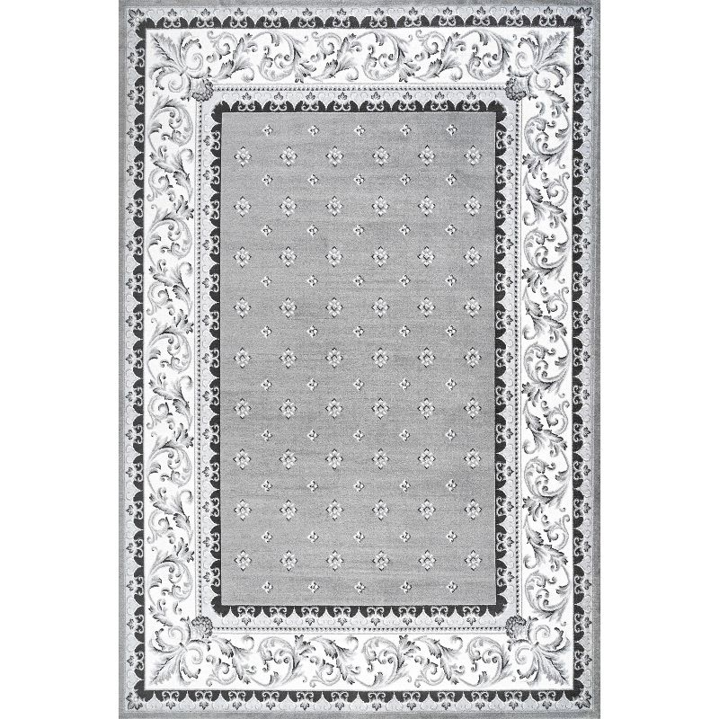 3'x 5' Acanthus French Border Area Rug, Gray/Cream - JONATHAN Y