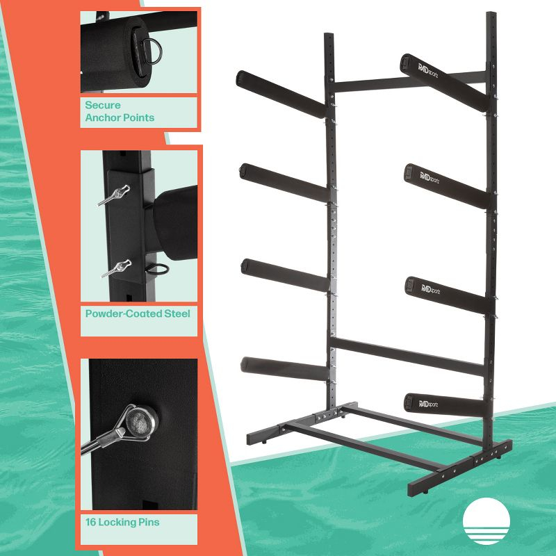 Rad Sportz 4-Level Freestanding Kayak Rack, Black