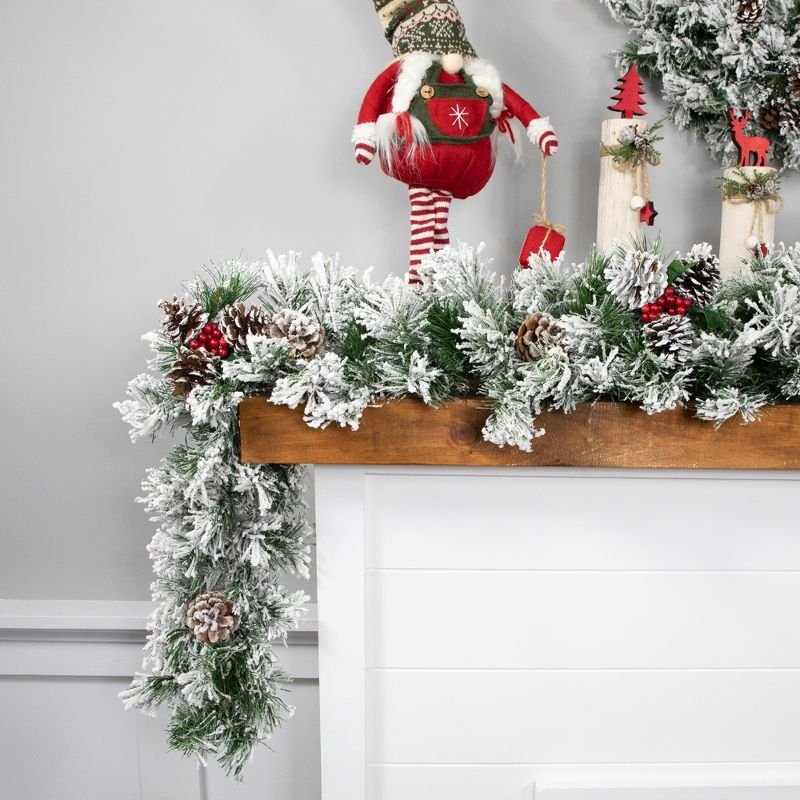 Northlight 6.75’ Unlit Flocked Pinecone Angel Pine Artificial Christmas Swag