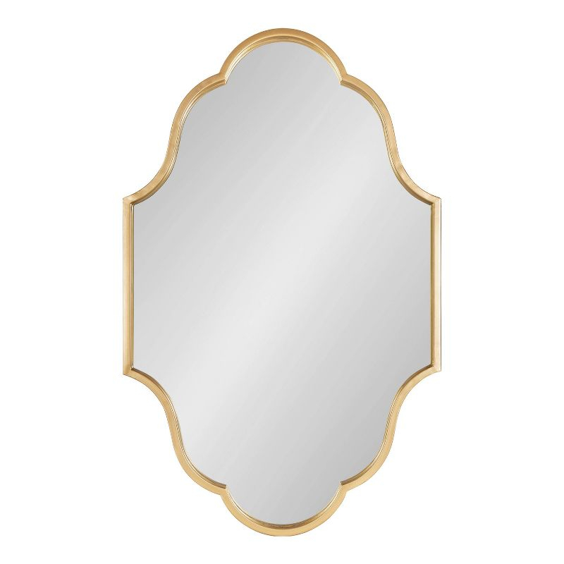 24"x37" Rowla Framed Decorative Wall Mirror Gold - Kate & Laurel: Vintage Moroccan Design, Oval Scallop Edge