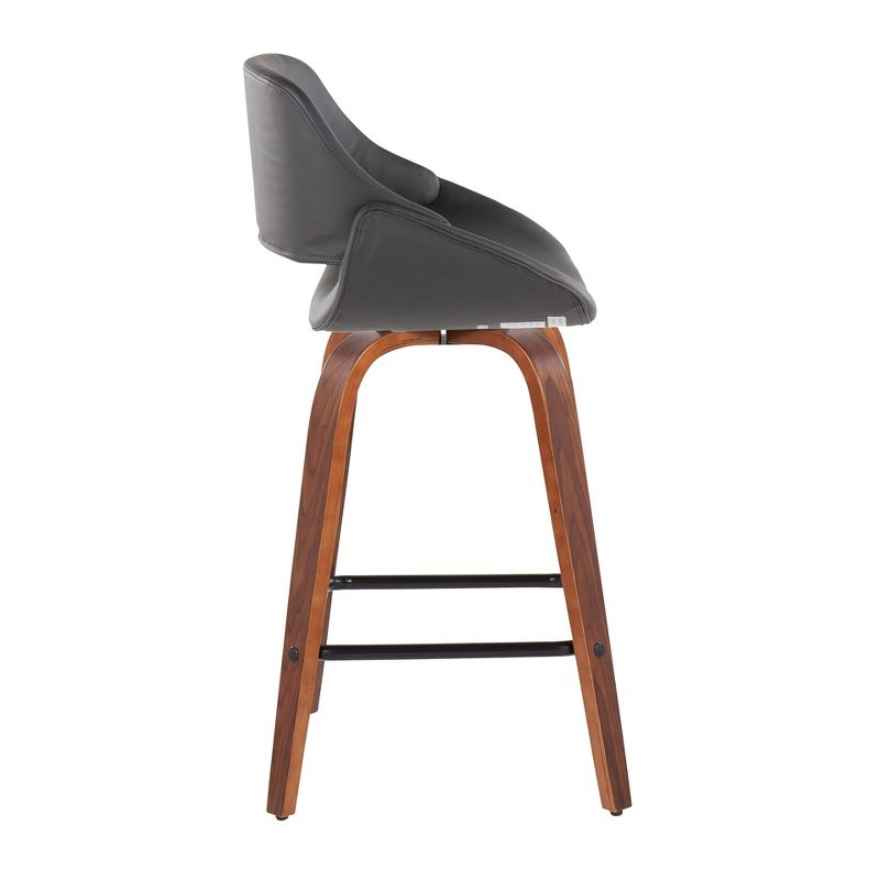Set of 2 Fabrico Square PU Leather/Wood Counter Height Barstools Walnut/Gray/Black - LumiSource: Swivel, Foam-Filled, Veneer Finish, 250lbs Capacity