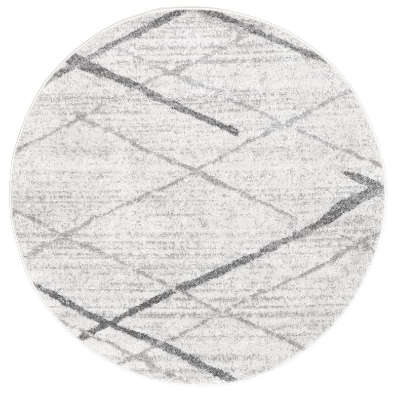 Nuloom 5 Round Thigpen Contemporary Indoor Area Rug, Grey, Abstract Lines, Non-Slip Backing, Stain Resistant, BedroomLiving Room, Kitchen,