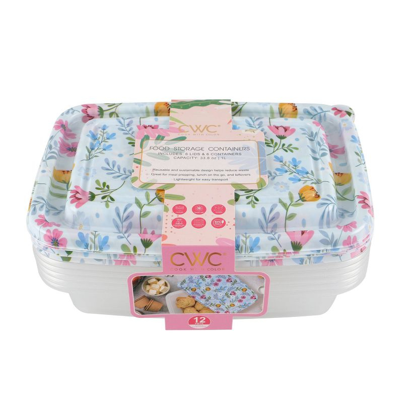 Cook With Color 6pk Floral Rectangle Food Storage Container Set
