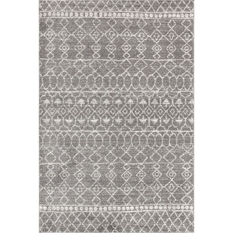 8'x10' Izil Moroccan Beni Souk Area Rug, Gray/Cream - JONATHAN Y