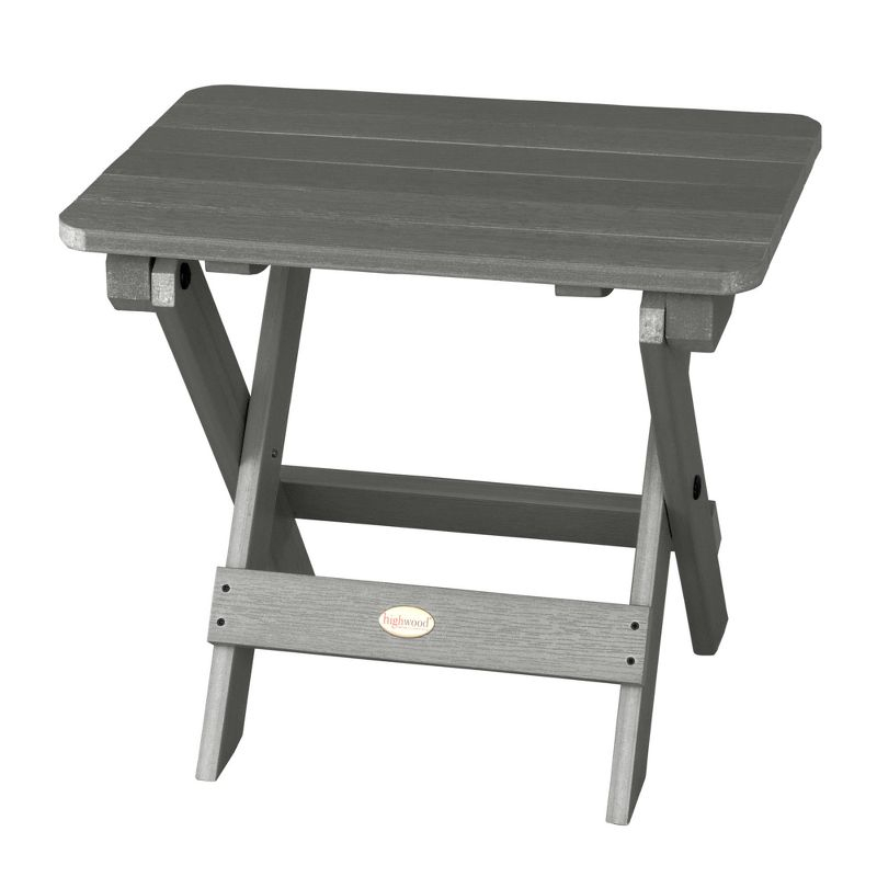 Folding Adirondack Side Table Coastal Teak Gray- Highwood: Weather-Resistant, 304-Grade Stainless Hardware, No Assembly Required