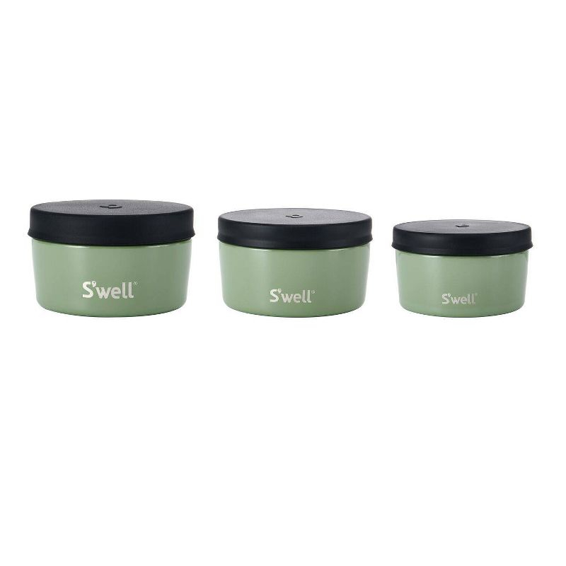 S'well Food Storage Canister Set Sage: Stainless Steel, 3-Piece Kitchen Set, Dishwasher-Safe, Silicone Lids