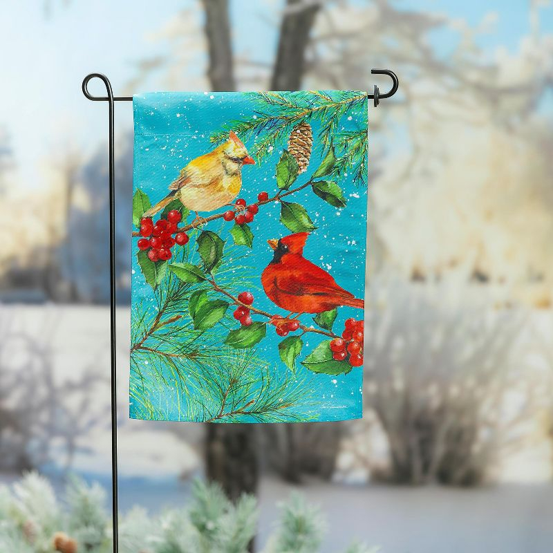 Evergreen Cardinal Couple Suede Garden Flag 12 x 18 Inches Indoor Outdoor Decor