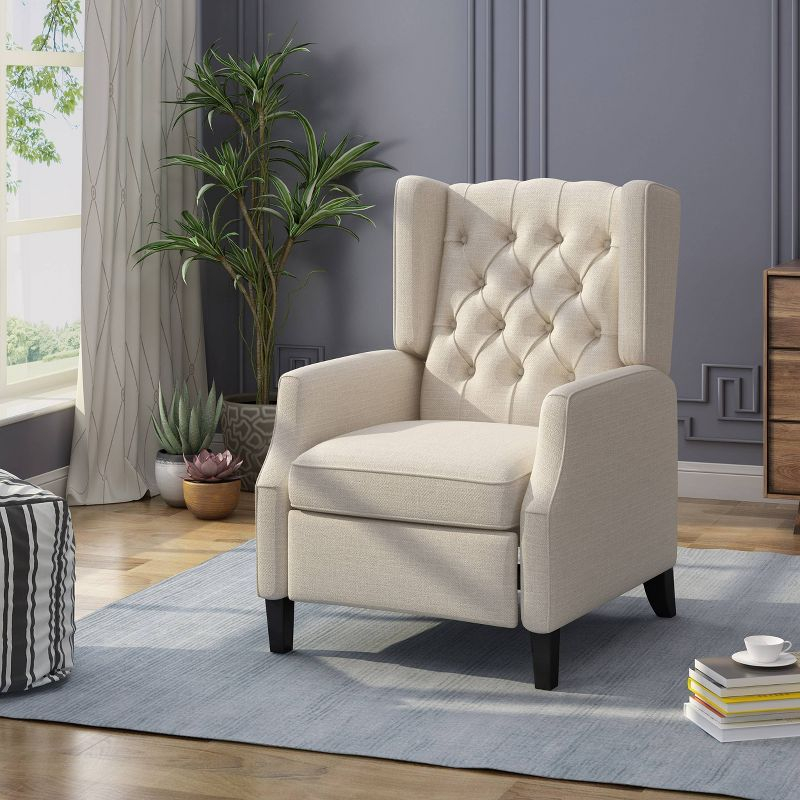 Keating Traditional Wingback Recliner: Pushback, Tufted, Plywood Frame - Christopher Knight Home