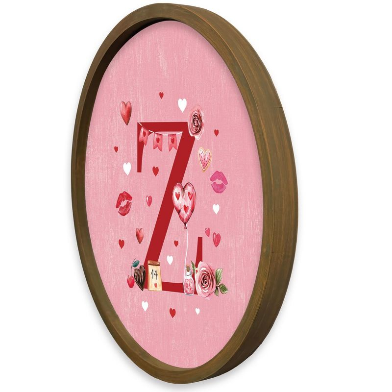 Creative Products Valentine Things Monogram - Z 20 x 20 Round Brown Framed Print