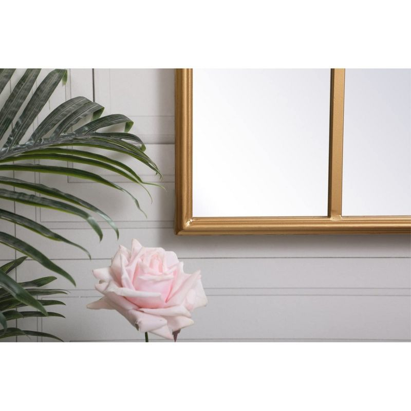 Elegant Lighting Metal windowpane mirror 28 inch in in x 41 inch in in Brass