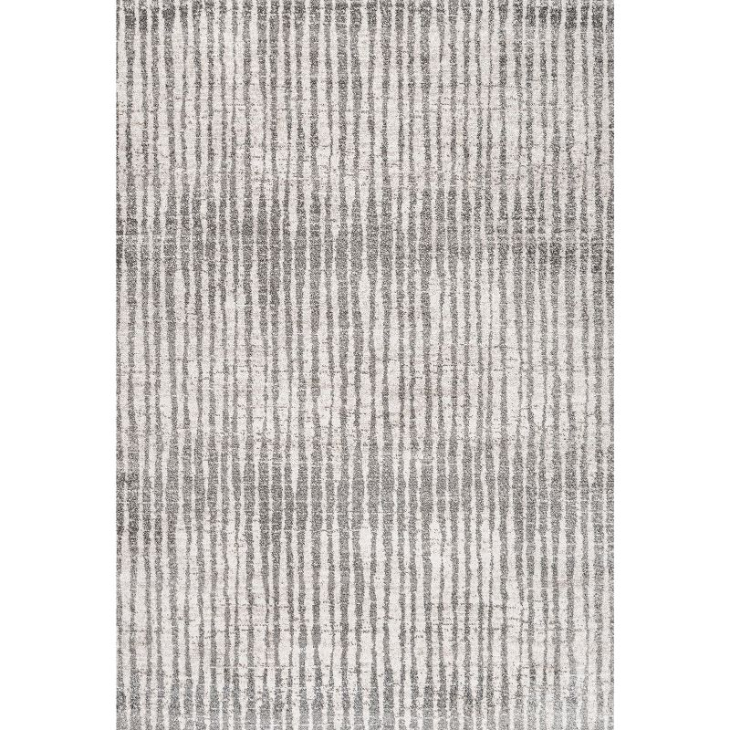 3'x5' Skoura Modern Bold Stripe Area Rug, Beige/Dark Gray - JONATHAN Y