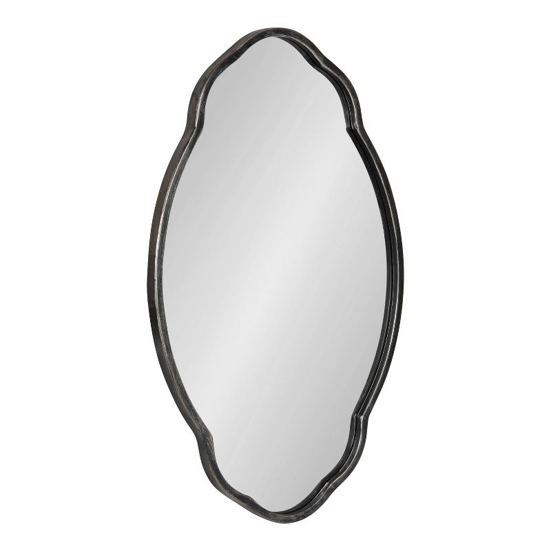 Kate & Laurel All Things Decor 18" x 30" Magritte Scalloped Oval Decorative Wall Mirror Black : Antique Finish, Metal Frame