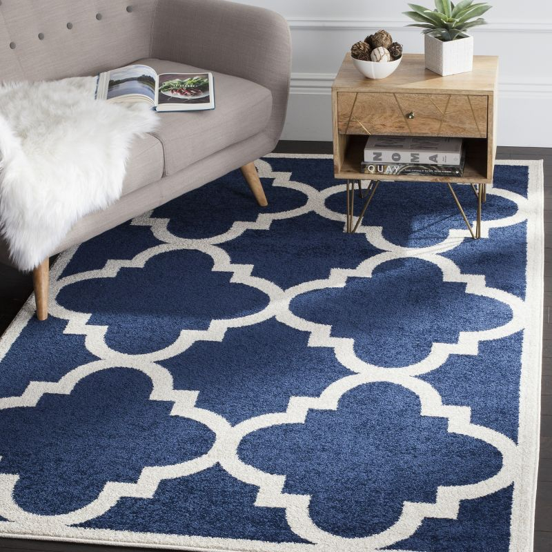 Amherst AMT423 Power Loomed Indoor Area Rug - Navy/Beige - 9'x12' - Safavieh