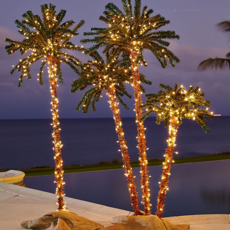 BrylaneHome Pre-Lit 3-Branch Palm Tree - Led