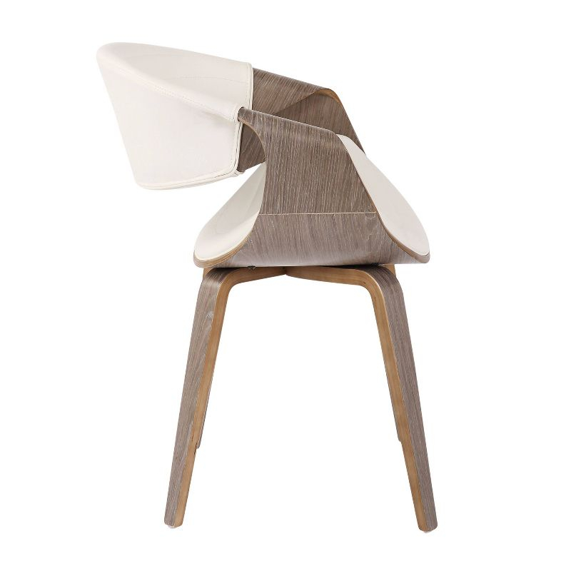 Symphony Mid-Century Modern Dining Accent Chair: Faux Leather, Wood Legs, Tufted - LumiSource