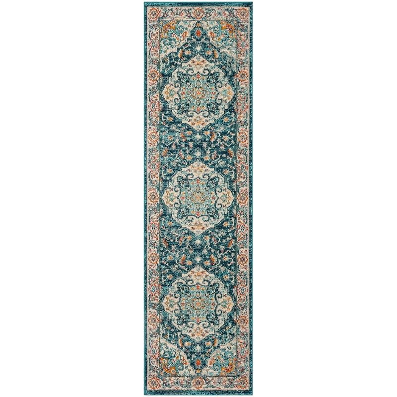 Phoenix PHX154 Power Loomed Indoor Runner Rug - 2'3"x8' - Ivory/Blue - Safavieh