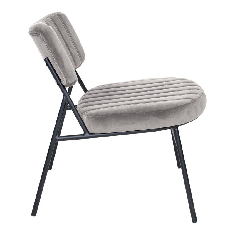 LeisureMod Marilane Velvet Accent Chair with Cushioned Upholstery for Living Rooms, Offices, and Lounges in Fossil Grey