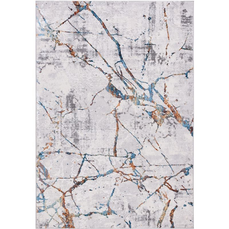 Amelia ALA293 Power Loomed Indoor Area Rug - Grey/Blue Gold - 4'5"x6'5" - Safavieh