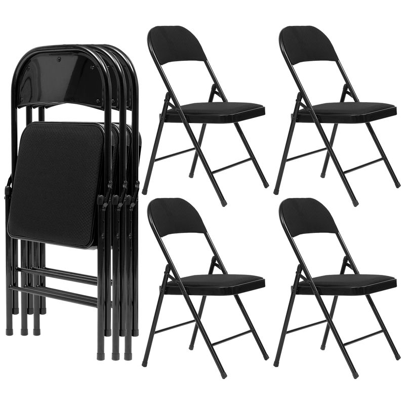 SKONYON 4 Pack Folding Chairs Fabric Cover Padded Folding Chair with Durable Steel Frame