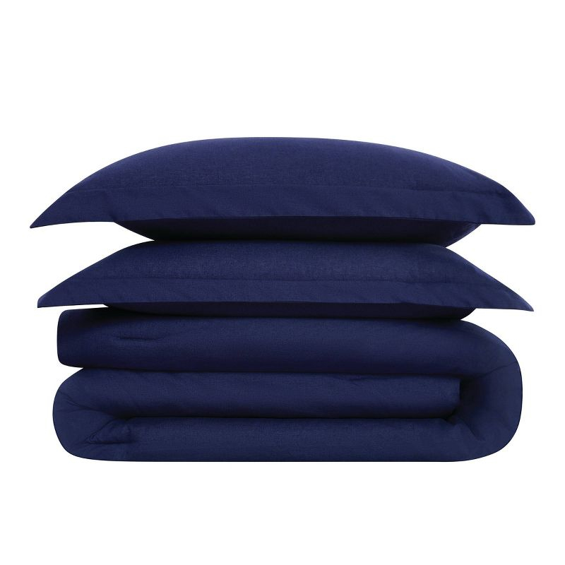 Brooklyn Loom 3pc King Flax Linen Comforter Set Navy Blue