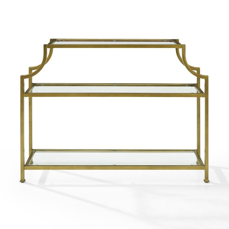 Aimee Console Table - Crosley: Elegant Steel Frame, Clear Glass Top, Fixed Shelf, Entryway Furniture