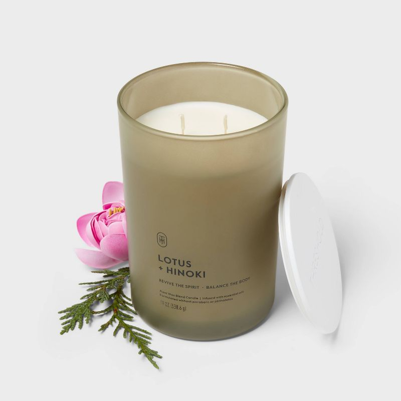 2 Wick Glass Lotus and Hinoki Jar Candle 19oz - Threshold™